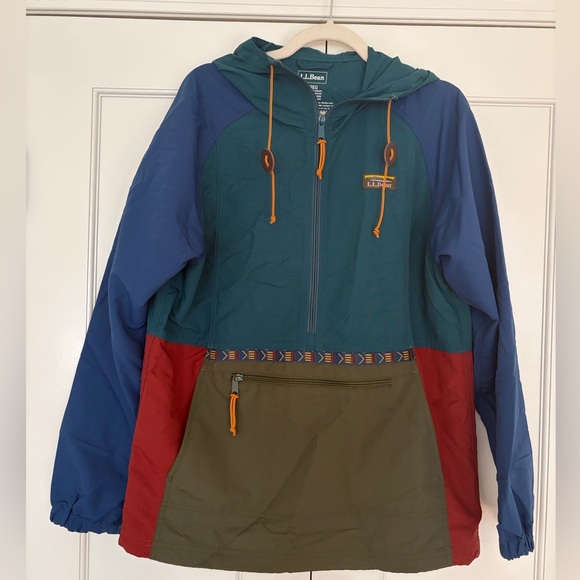 L.L. Bean Colorblock Anorak Windbreaker Jacket Hooded Pullover Small - Picture 6 of 6